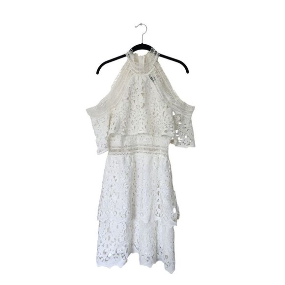 FEW MODA white lace mini dress, Size M, NWT, Halter, Off-shoulder - Picture 1 of 3